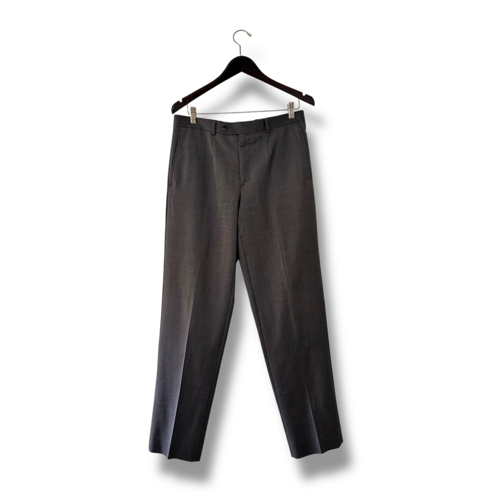 Hickey Freeman Men’s Gray 100% Wool Business Casual Office Pants Size Waist 32